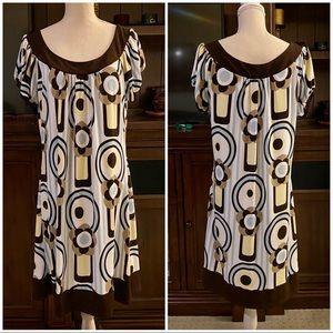 Tempted Hearts Floral Summer Slip Stretchable Dress Size Medium  Brown Yellow